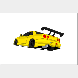 SKYLINE GTR R34 YELLOW Posters and Art